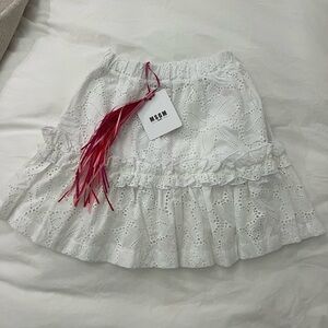 MSGM Kids White Eyelet Skirt Size 8 NWT Italian Designer